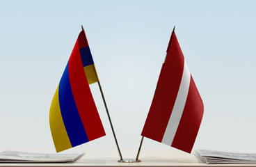 Two flags of Armenia and Latvia