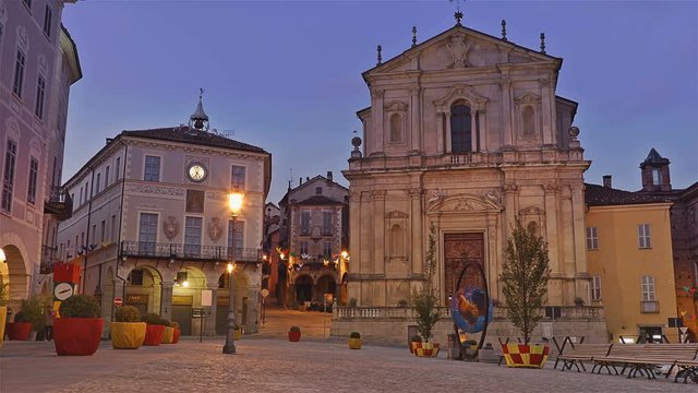 Time Lapse, Main Square In Mondovi. Cuneo - Italy.