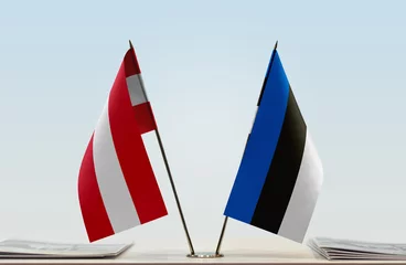 Foto op Canvas Two flags of Austria and Estonia © Oleksandr