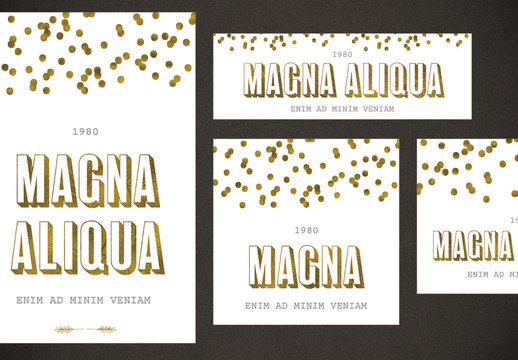 Social Media Post Layout Set with Gold Design Elements