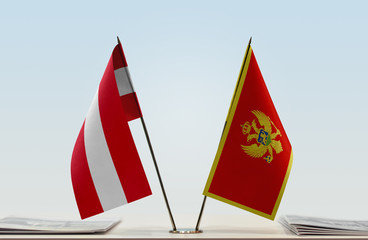 Two flags of Austria and Montenegro