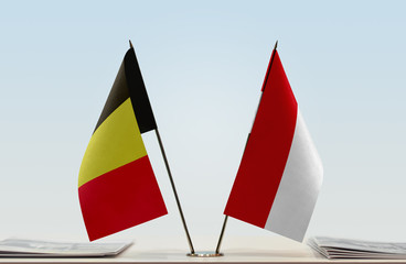 Two flags of Belgium and Monaco