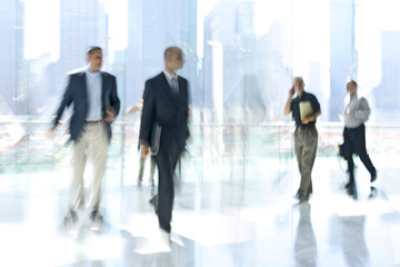 group of people in the lobby business center