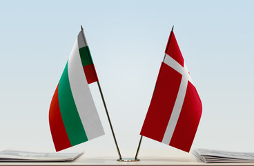 Two flags of Bulgaria and Denmark