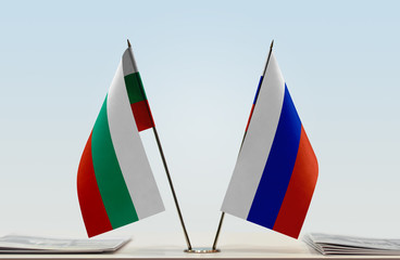 Two flags of Bulgaria and Russia