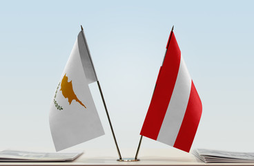 Two flags of Cyprus and Austria