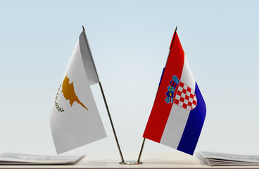 Two flags of Cyprus and Croatia