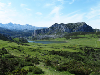 Landscape near Ercina Lake in Covadonga Lakes, Picos de Europa, Asturias, Spain