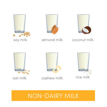 Set of glasses with non-dairy milk
