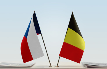 Two flags of Czech Republic and Belgium