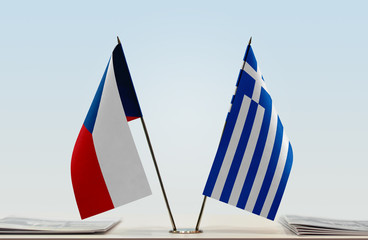 Two flags of Czech Republic and Greece
