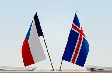 Two flags of Czech Republic and Iceland