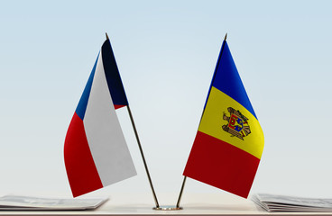 Two flags of Czech Republic and Moldova