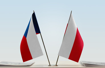 Two flags of Czech Republic and Poland