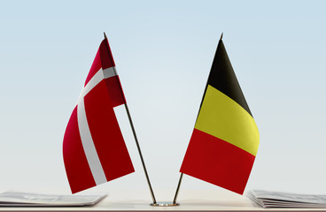 Two flags of Denmark and Belgium