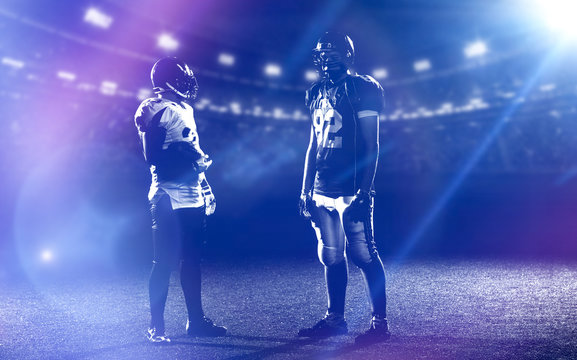 portrait of confident American football players