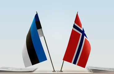 Two flags of Estonia and Norway