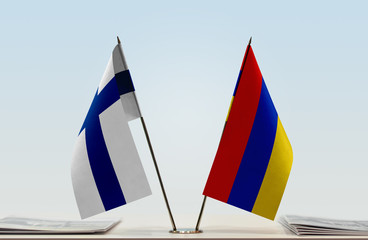 Two flags of Finland and Armenia