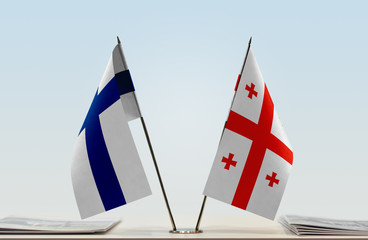 Two flags of Finland and Georgia