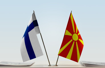 Two flags of Finland and Macedonia FYROM