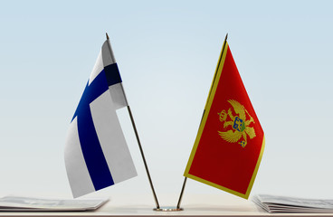 Two flags of Finland and Montenegro