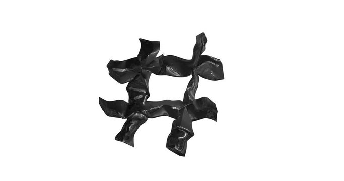 Hashtag Silver Aluminium Metallic 3D Rendered Animation 4k Video.