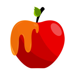 Isolated red apple with honey icon