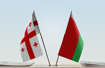 Two flags of Georgia and Belarus