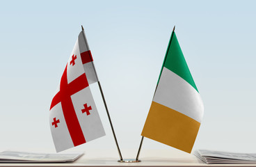 Two flags of Georgia and Ireland