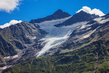 Fototapeta na wymiar Glacier among the mountains of the North Caucasus.