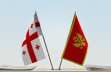 Two flags of Georgia and Montenegro