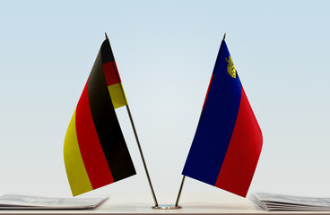 Two flags of Germany and Liechtenstein