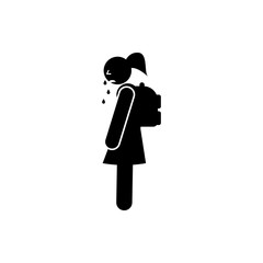  sad schoolgirl icon. Element of back to school icon for mobile concept and web apps. Glyph  sad schoolgirl icon can be used for web and mobile