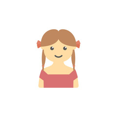 avatar of girl with pigtails colored icon. Element of children icon for mobile concept and web apps. Colored avatar of  girl with pigtails can be used for web and mobile