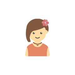 avatar of girl with flower in hair colored icon. Element of children icon for mobile concept and web app. Colored avatar of  girl with flower in hair can be used for web and mobile