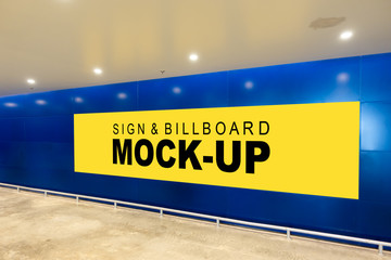 Mock up large billboard on blue wall