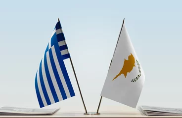 Foto op Canvas Two flags of Greece and Cyprus © Oleksandr