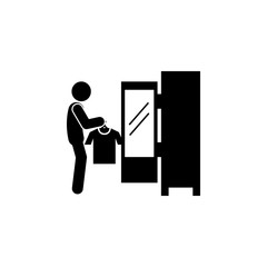 man keeping clothes icon. Element of man cleaning icon for mobile concept and web apps. Glyph man keeping clothes icon can be used for web and mobile