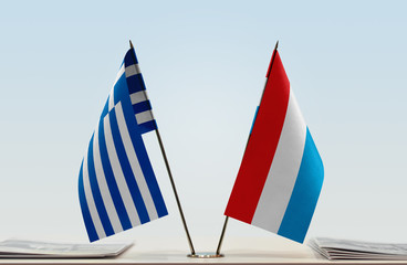 Two flags of Greece and Luxembourg