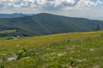Fototapeta na wymiar Amazing Summer Landscape to Stara Planina ( Balkan ) Mountains from Shipka peak , Stara Zagora Region, Bulgaria