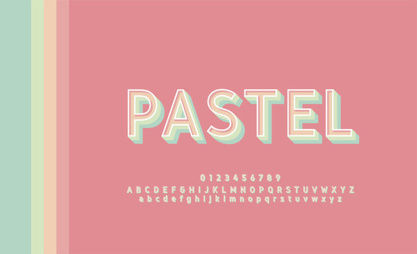 Typography Retro Classic Stylish Pastel Color Font. Minimalist Modern Alphabet Letters And Numbers bold font