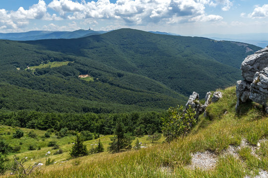 Amazing Summer Landscape to Stara Planina ( Balkan ) Mountains from Shipka peak , Stara Zagora Region, Bulgaria