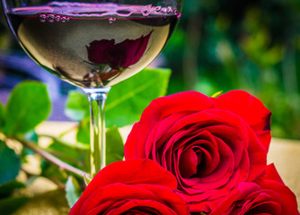 Red wine and roses