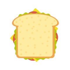 Ham and vegetable sandwich. Stock flat vector illustration.