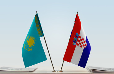 Two flags of Kazakhstan and Croatia