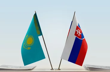 Foto op Canvas Two flags of Kazakhstan and Slovakia © Oleksandr