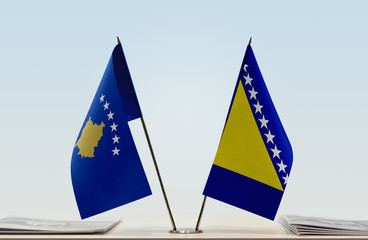  Two flags of Kosovo and Bosnia and Herzegovina
