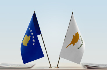  Two flags of Kosovo and Cyprus