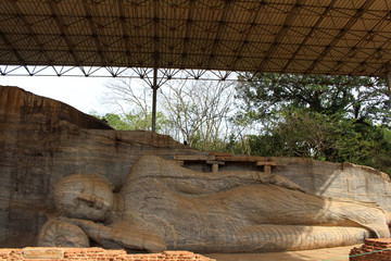 The reclining Buddha Statue at  Gal Vihara, in Polonnaruwa