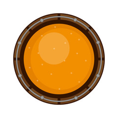 Top view of a wooden beer barrel
